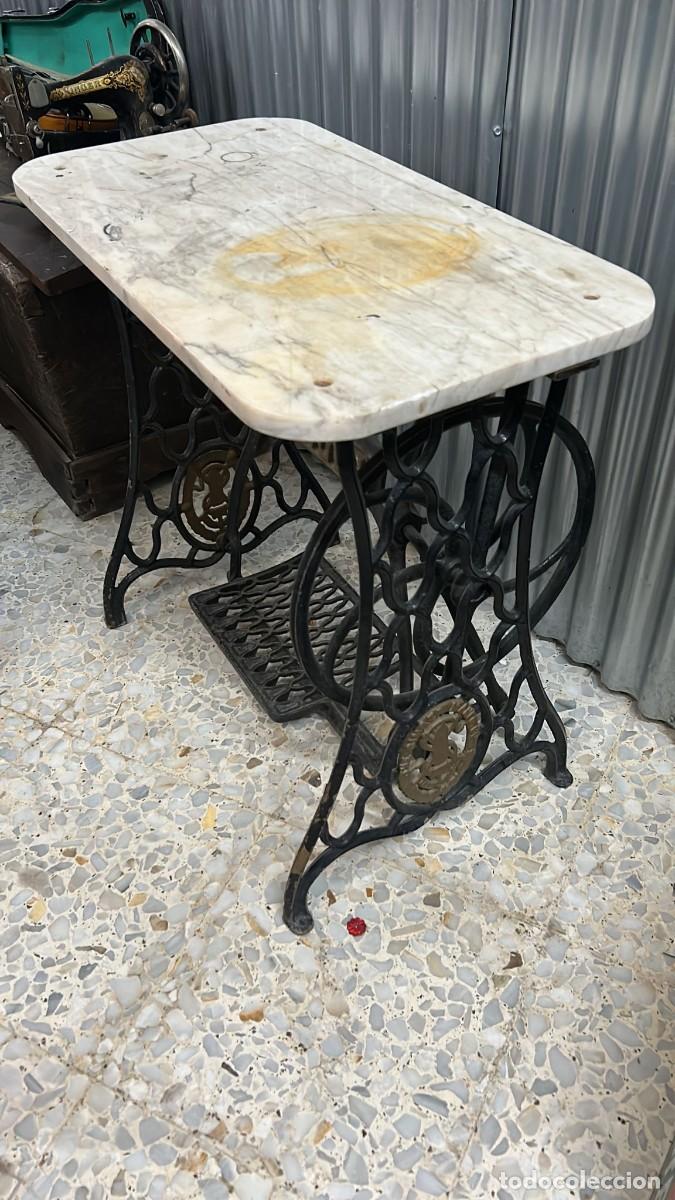 mesa de marmol con patas de maquina de coser si - Compra venta en  todocoleccion