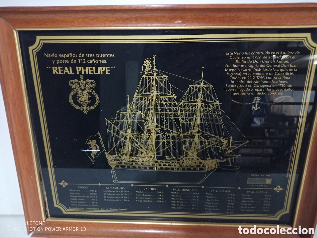 Antig&uuml;edades: Cuadro nav&iacute;o Real Phelipe - Foto 2