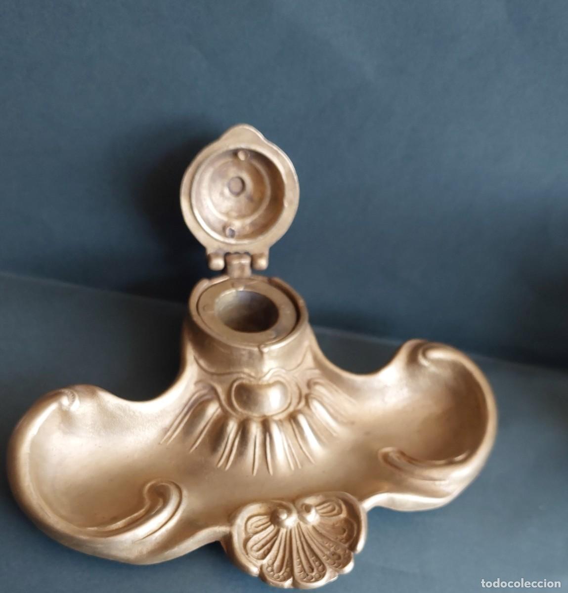 Antig&uuml;edades: Tintero estilo Art Nouveau de bronce - Foto 2