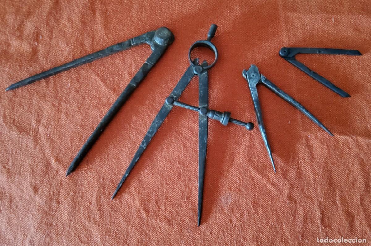 Antig&uuml;edades: CUATRO COMPASES ANTIGUOS DE HIERRO - Foto 1
