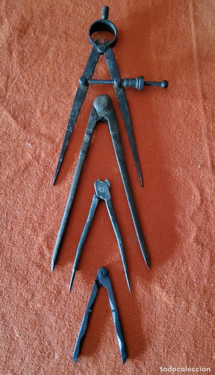 Antig&uuml;edades: CUATRO COMPASES ANTIGUOS DE HIERRO - Foto 4