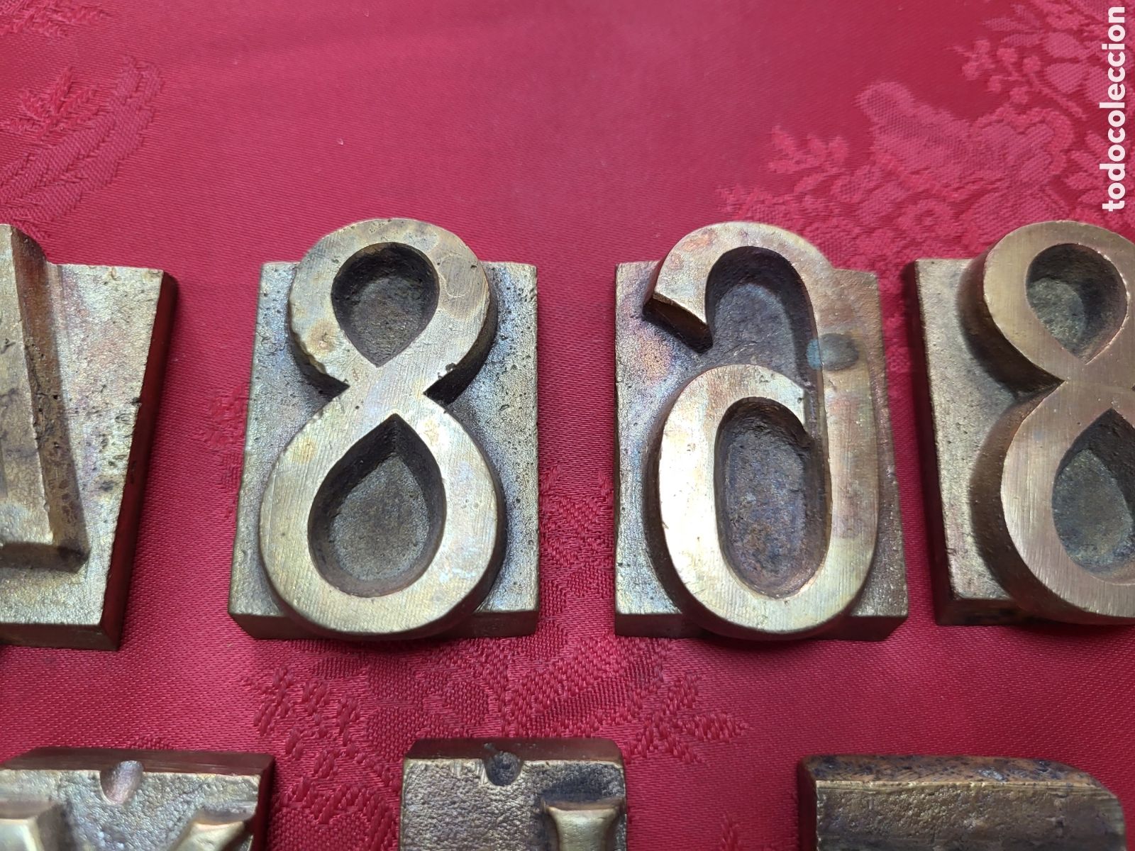 Antig&uuml;edades: ■ LOTE DE NUMERO Y LETRAS PARA IMPRENTA BRONCE. - Foto 3