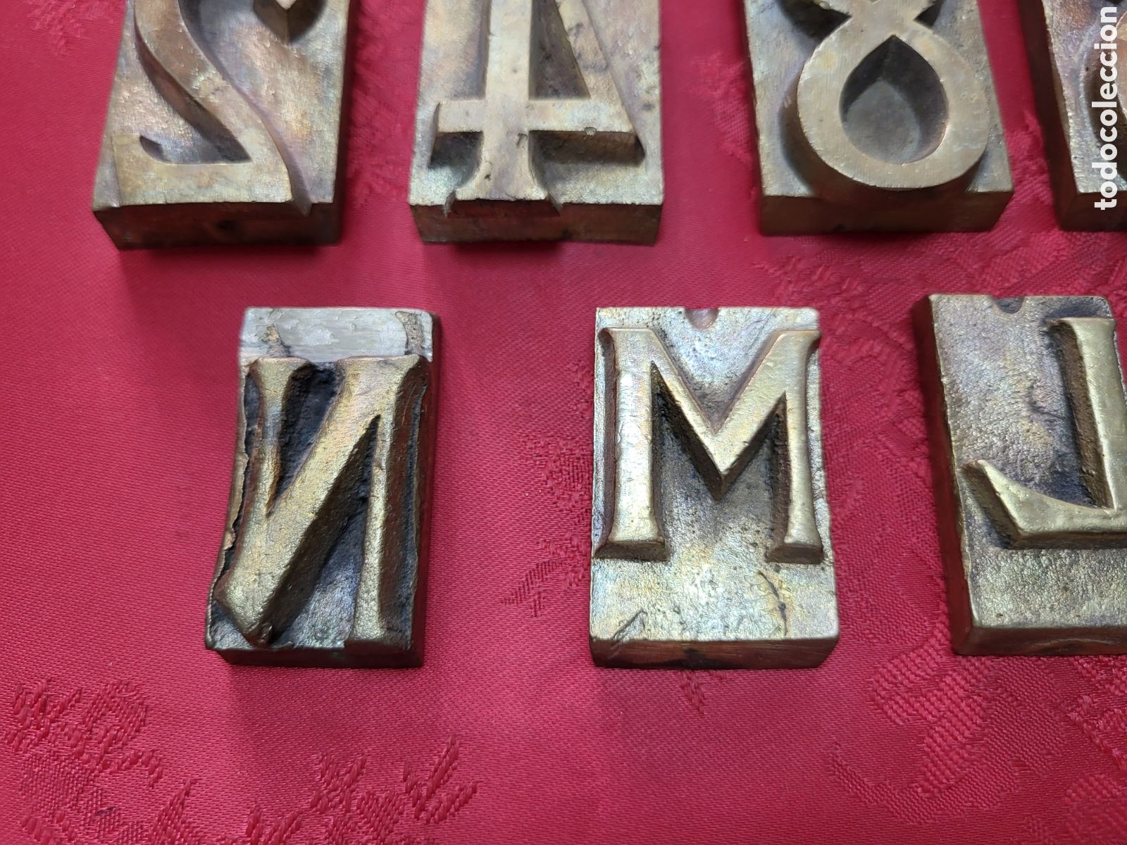 Antig&uuml;edades: ■ LOTE DE NUMERO Y LETRAS PARA IMPRENTA BRONCE. - Foto 5