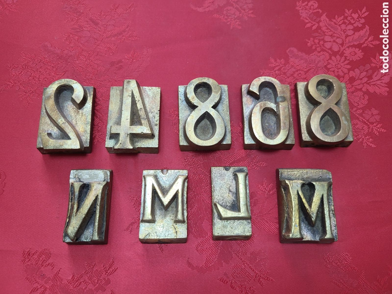 Antig&uuml;edades: ■ LOTE DE NUMERO Y LETRAS PARA IMPRENTA BRONCE. - Foto 1
