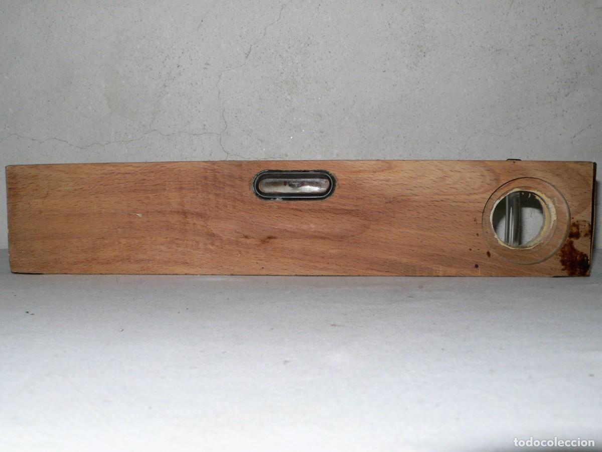 Antig&uuml;edades: ANTIGUO NIVEL DE BURBUJA EN MADERA Y BRONCE - Foto 2