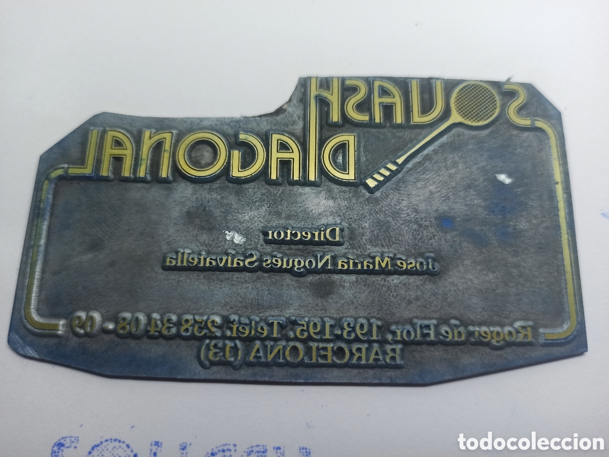 Antig&uuml;edades: Placa troquel Imprenta SQUASH DIAGONAL Roger de Flor BARCELONA - Foto 1