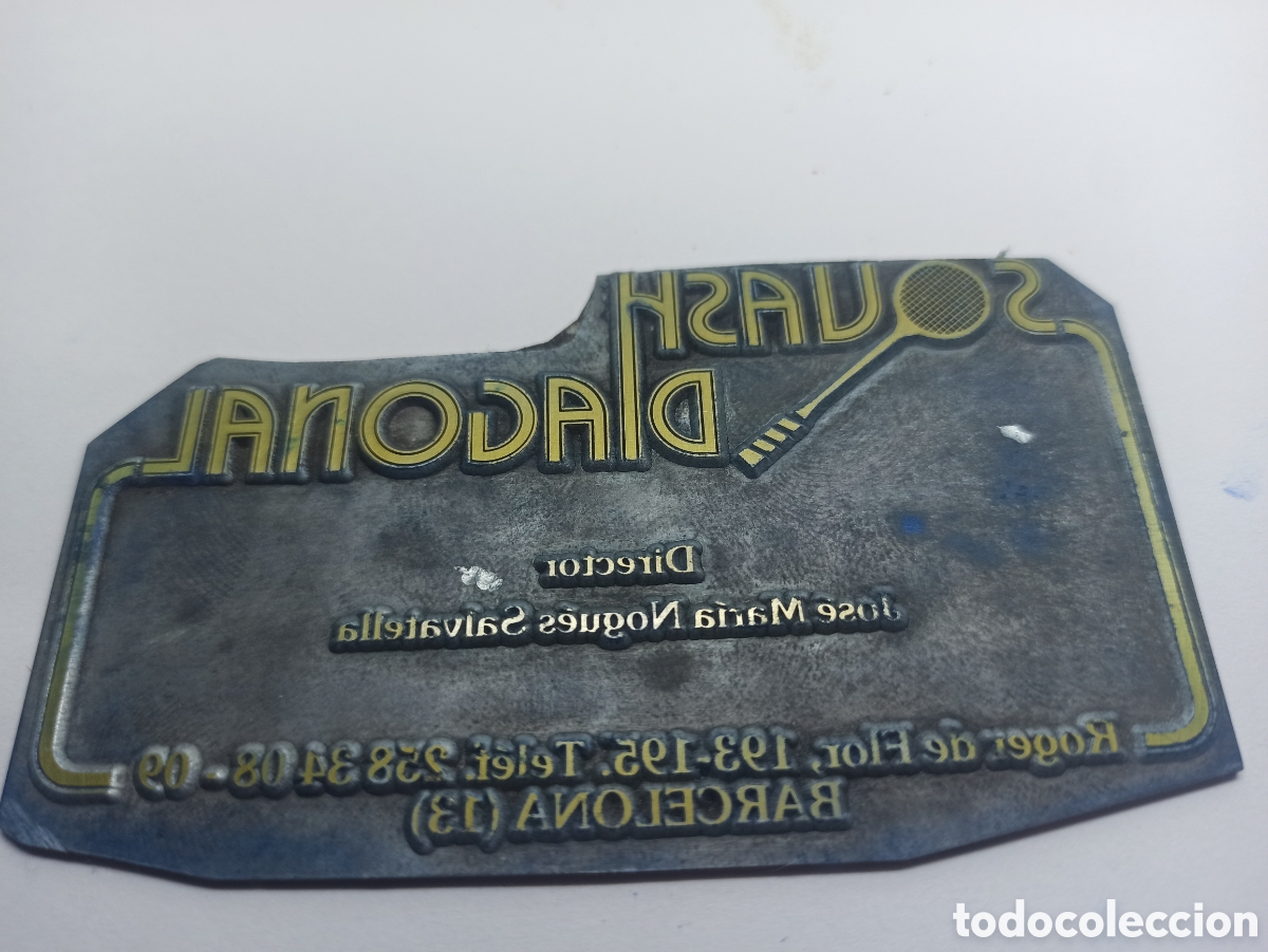 Antig&uuml;edades: Placa troquel Imprenta SQUASH DIAGONAL Roger de Flor BARCELONA - Foto 3