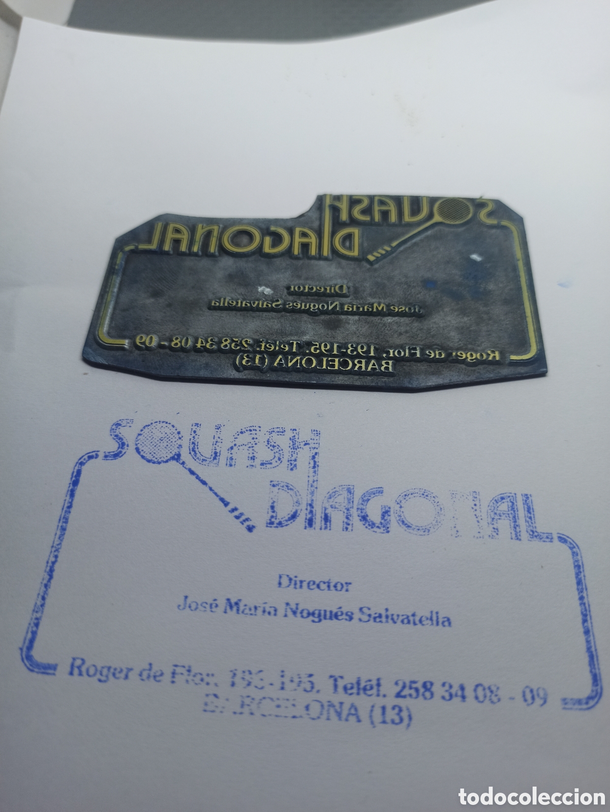 Antig&uuml;edades: Placa troquel Imprenta SQUASH DIAGONAL Roger de Flor BARCELONA - Foto 2