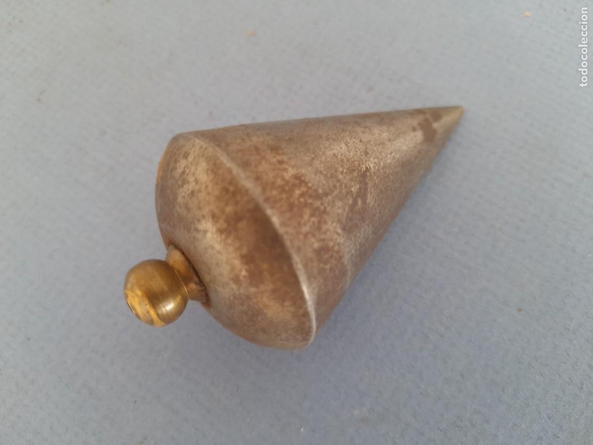 Antig&uuml;edades: plomada de acero y laton, 7,5cm aprox - Foto 1