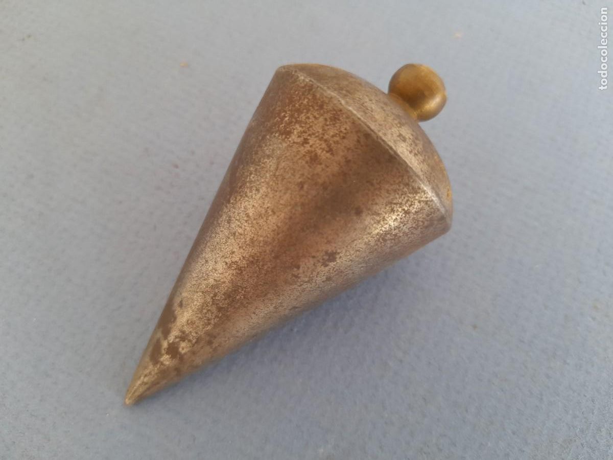 Antig&uuml;edades: plomada de acero y laton, 7,5cm aprox - Foto 3