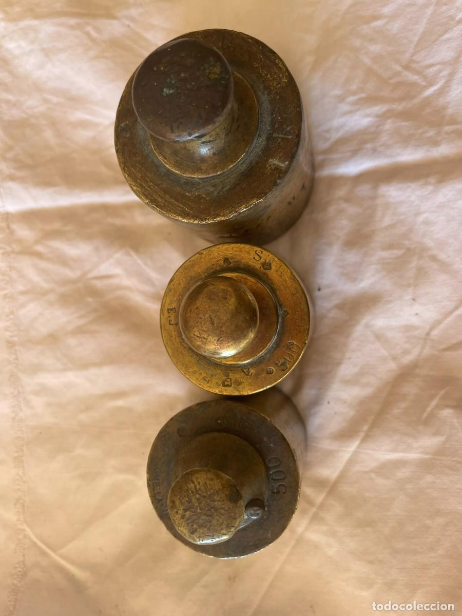 Antig&uuml;edades: LOTE DE 10 PESAS ANTIGUAS DE LATON - Foto 2