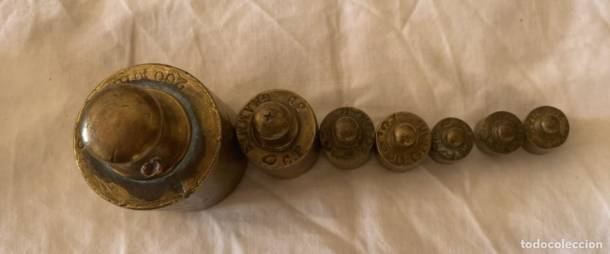 Antig&uuml;edades: LOTE DE 10 PESAS ANTIGUAS DE LATON - Foto 3