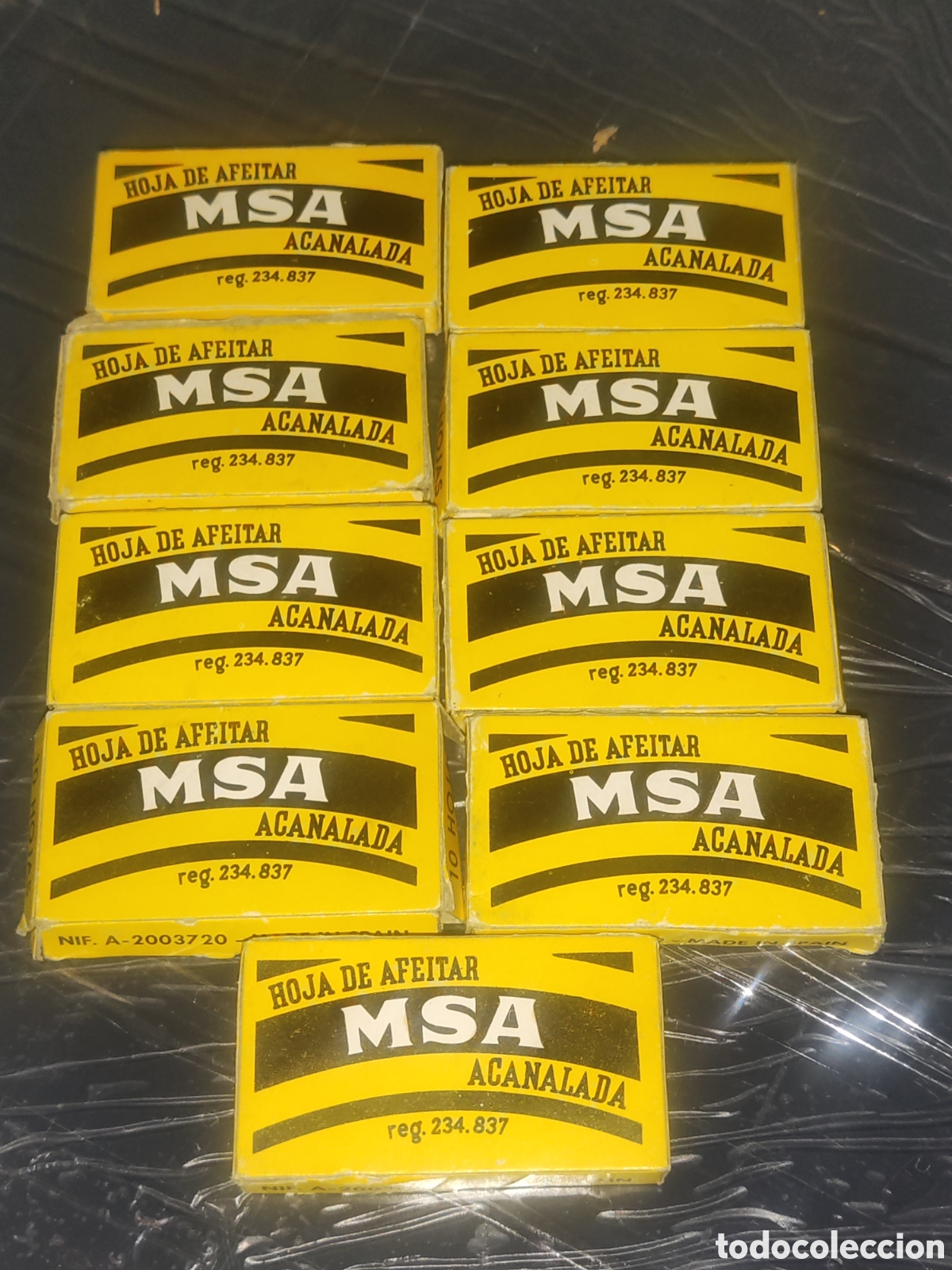 Antig&uuml;edades: 10 cajas Hojas de Afeitar MSA Acanalada. - Foto 2