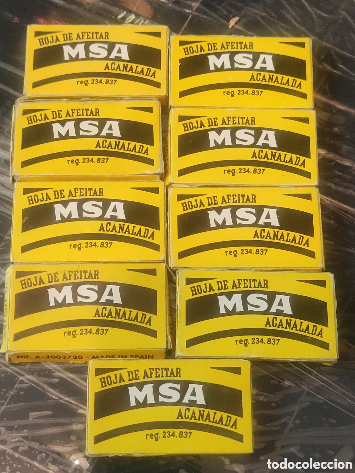 Antig&uuml;edades: 10 cajas Hojas de Afeitar MSA Acanalada. - Foto 1