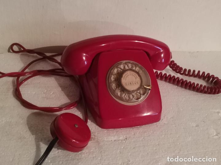 teléfono antiguo rojo sobremesa de rueda años 7 - Compra venta en  todocoleccion