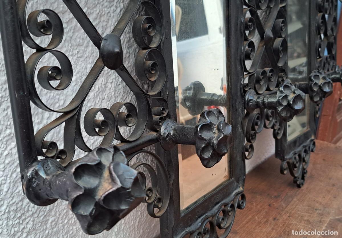 Antig&uuml;edades: Antiguo perchero de forja con dos espejos - Foto 10