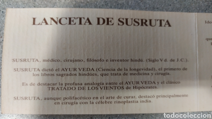 Antig&uuml;edades: LANCETA DE SUSRUTA.OFTAMOLOGIA - Foto 3