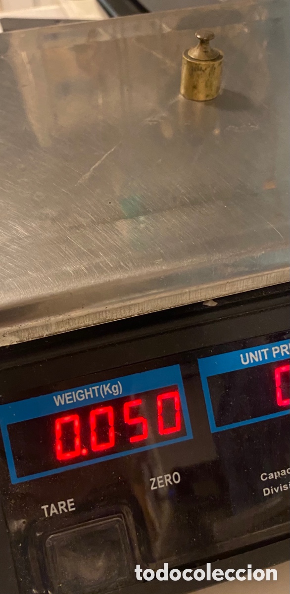 Antig&uuml;edades: ANTIGUA PESA DE PRECISI&Oacute;N DE BRONCE DE 50 Grs. - Foto 4