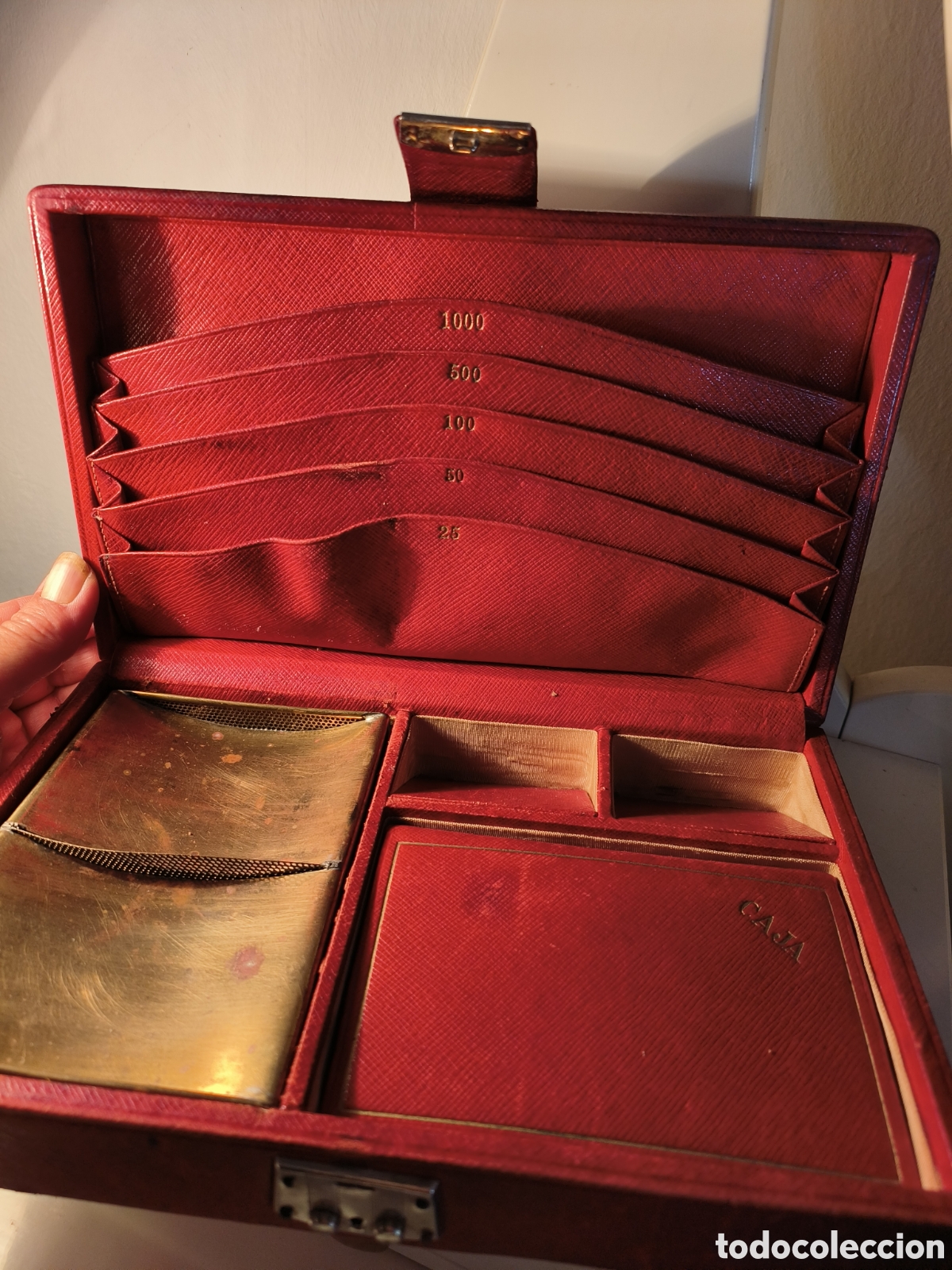 Antig&uuml;edades: Caja de contabilidad piel roja - Foto 2