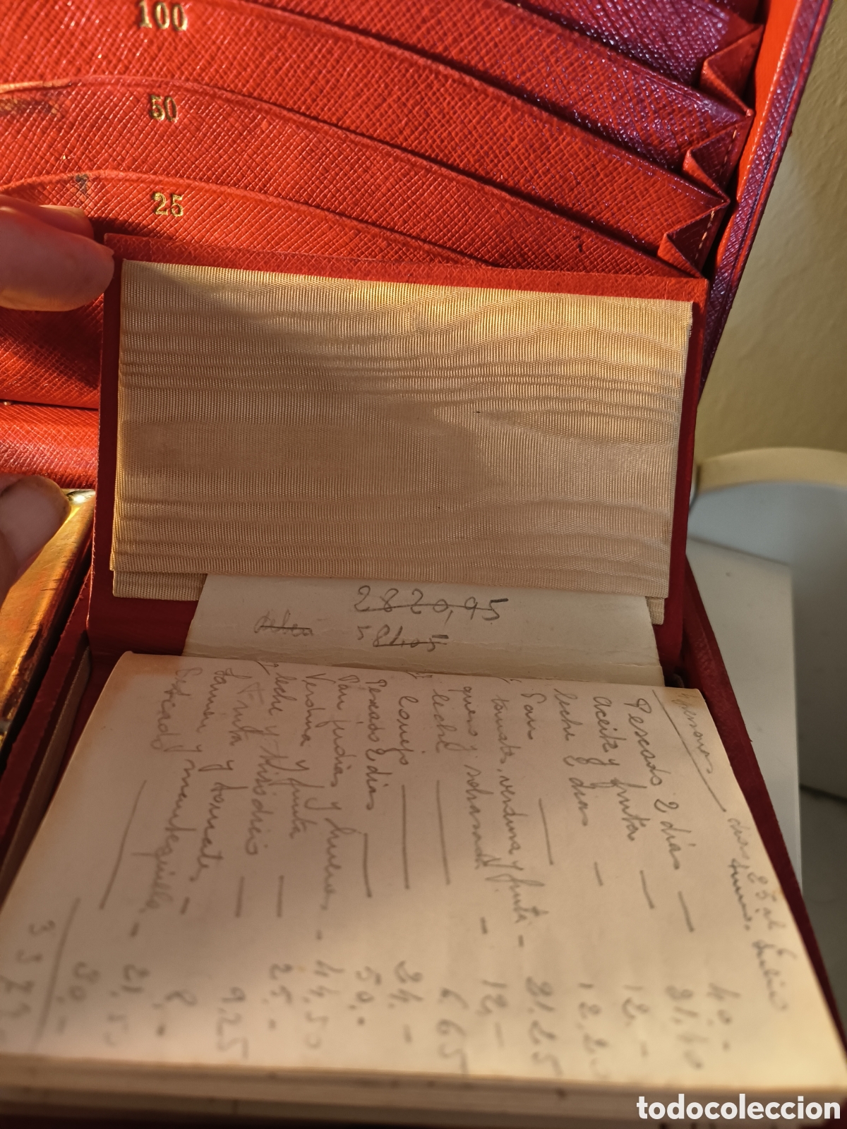 Antig&uuml;edades: Caja de contabilidad piel roja - Foto 5