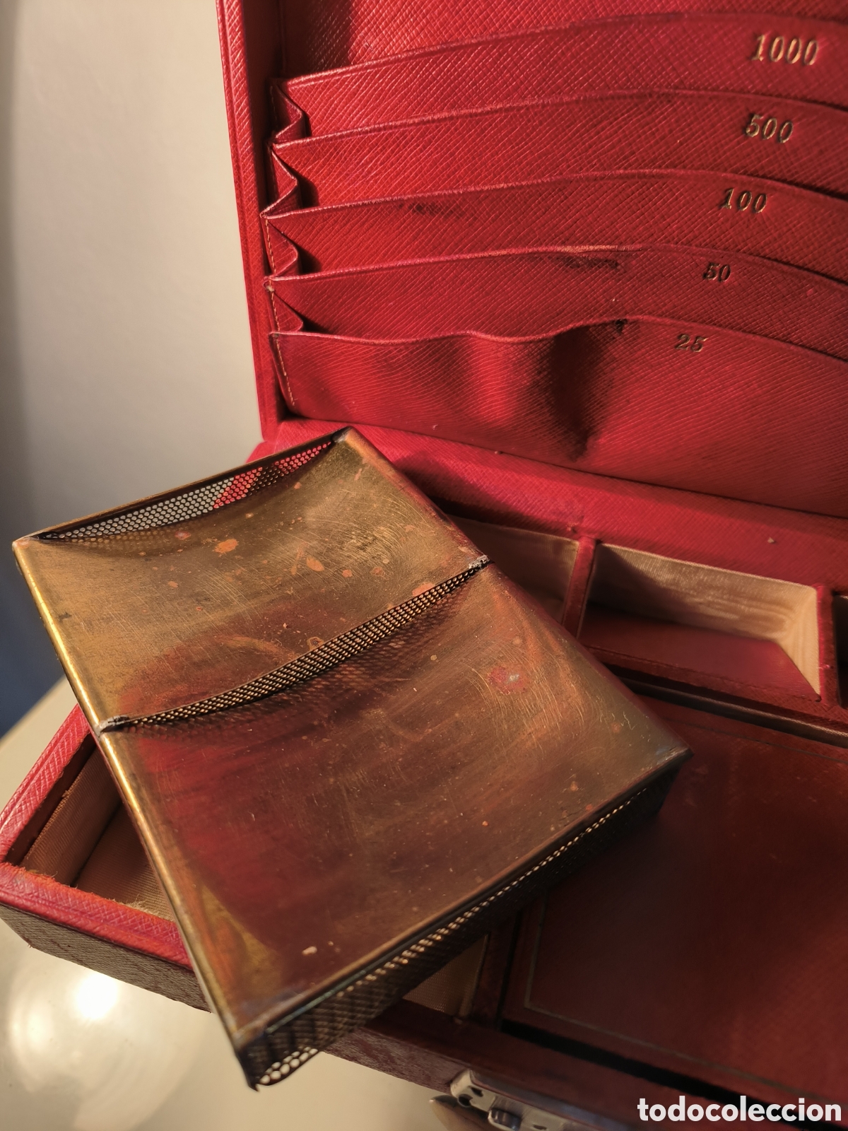 Antig&uuml;edades: Caja de contabilidad piel roja - Foto 6