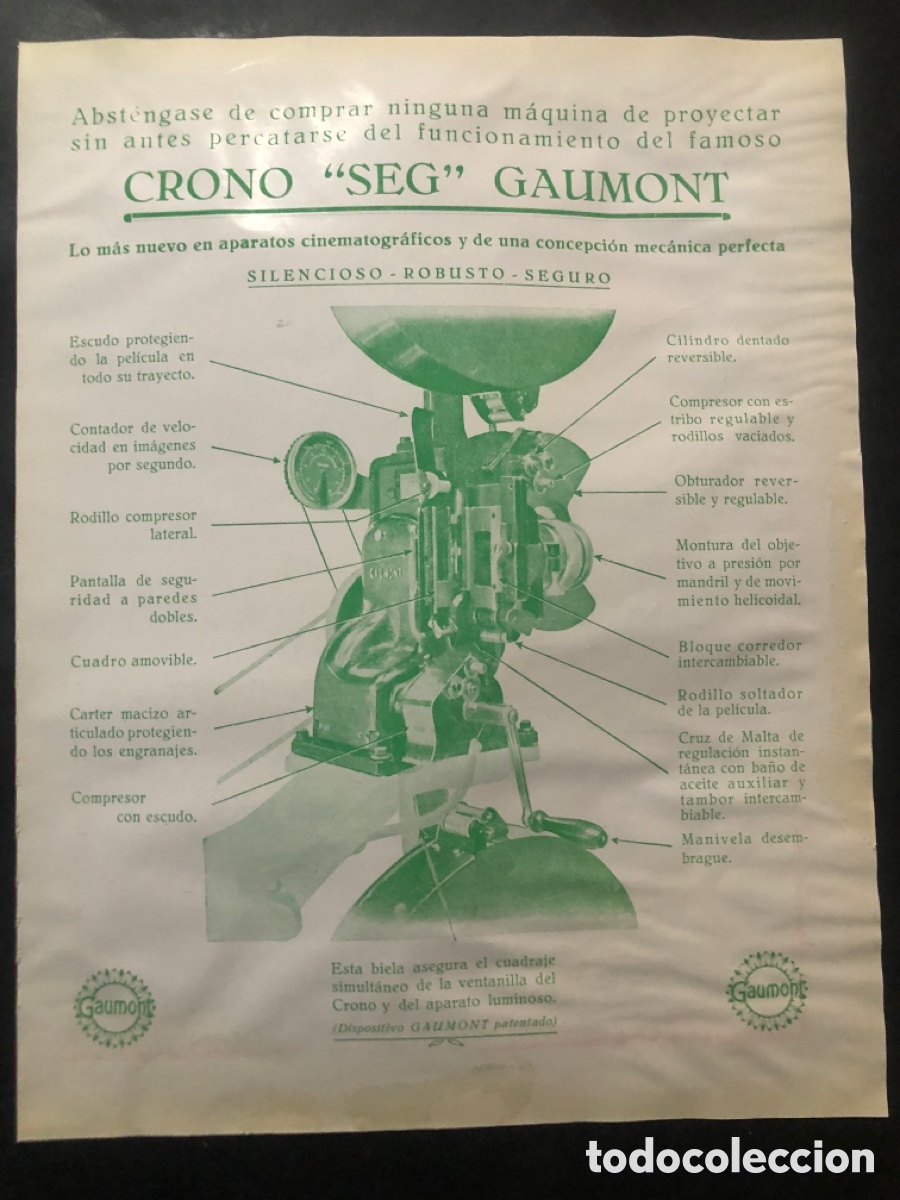 Antig&uuml;edades: Publicidad Gaumont proyector crono seg - Foto 1