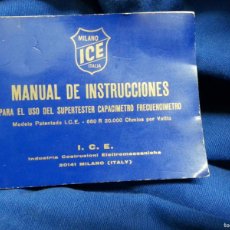 Antigüedades: MANUAL DE INSTRUCCIONES DEL SUPERTESTER MARCA ICE MODLO. 680 R
