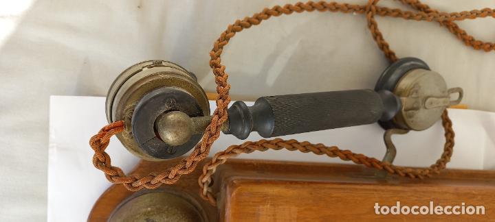 Tel&eacute;fonos: ANTIGUO TELEFONO DE PARED, EN MADERA. - Foto 4