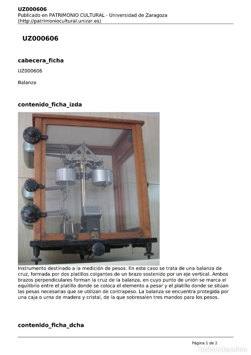 Antig&uuml;edades: BALANZA MECANICA DE PRECISION para Laboratorio &rdquo;COBOS&rdquo; - Foto 7