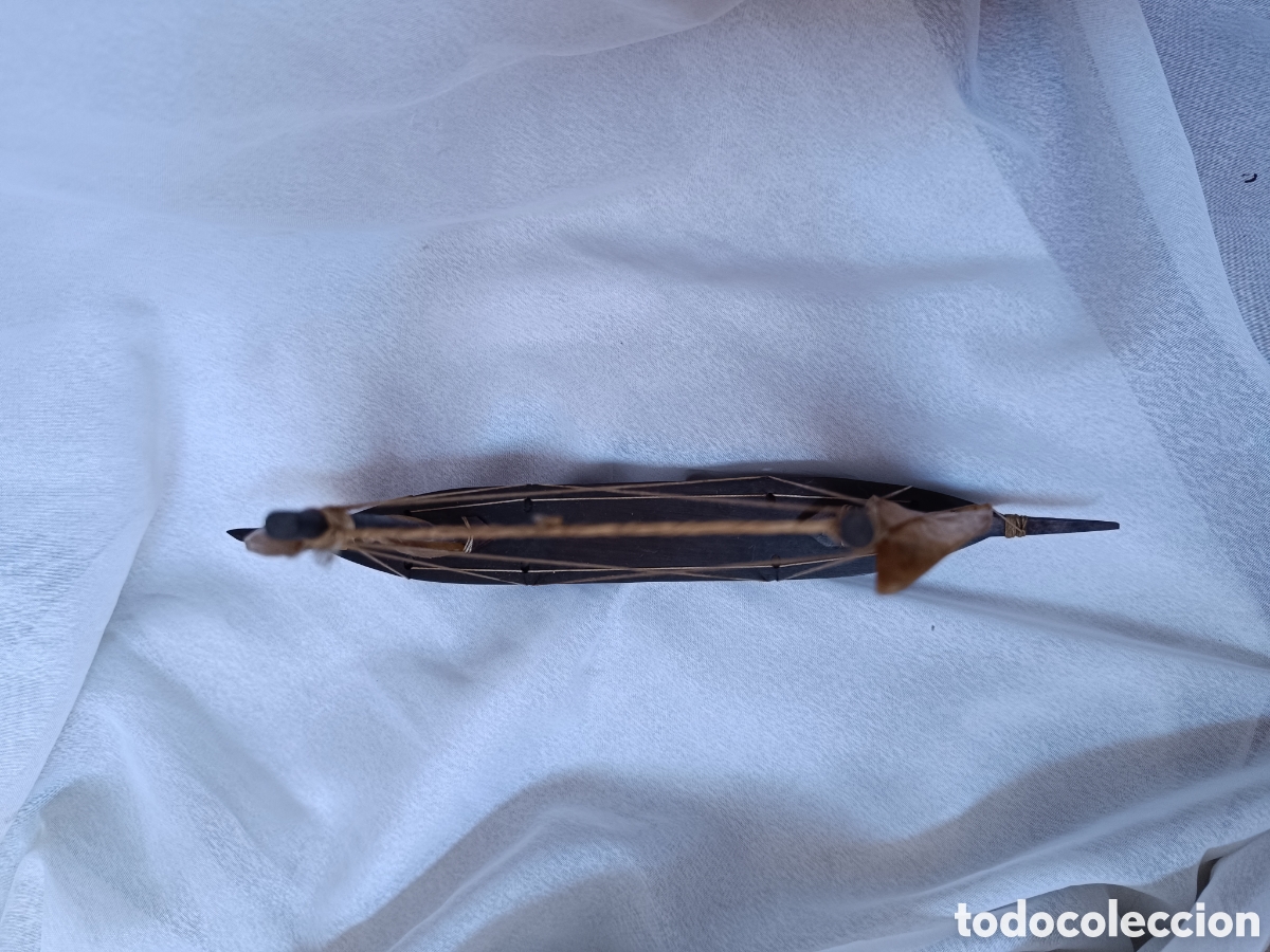Antig&uuml;edades: Antiguo barco de madera de caoba y velas de asta - Foto 4