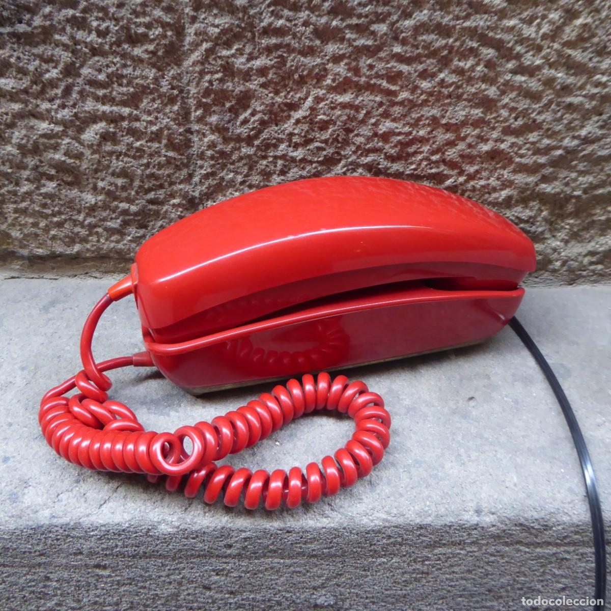 teléfono antiguo rojo sobremesa de rueda años 7 - Compra venta en
