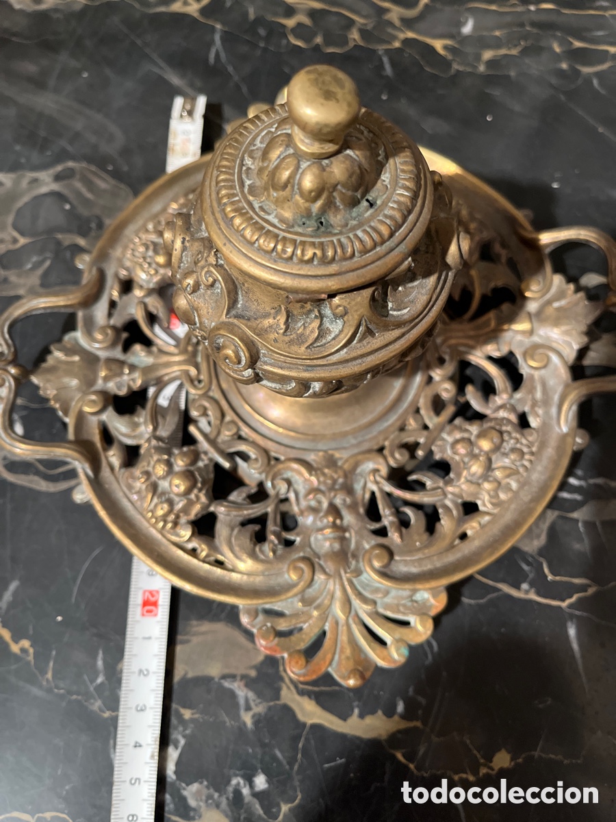 Antig&uuml;edades: Gran tintero siglo XIX bronce - Foto 3