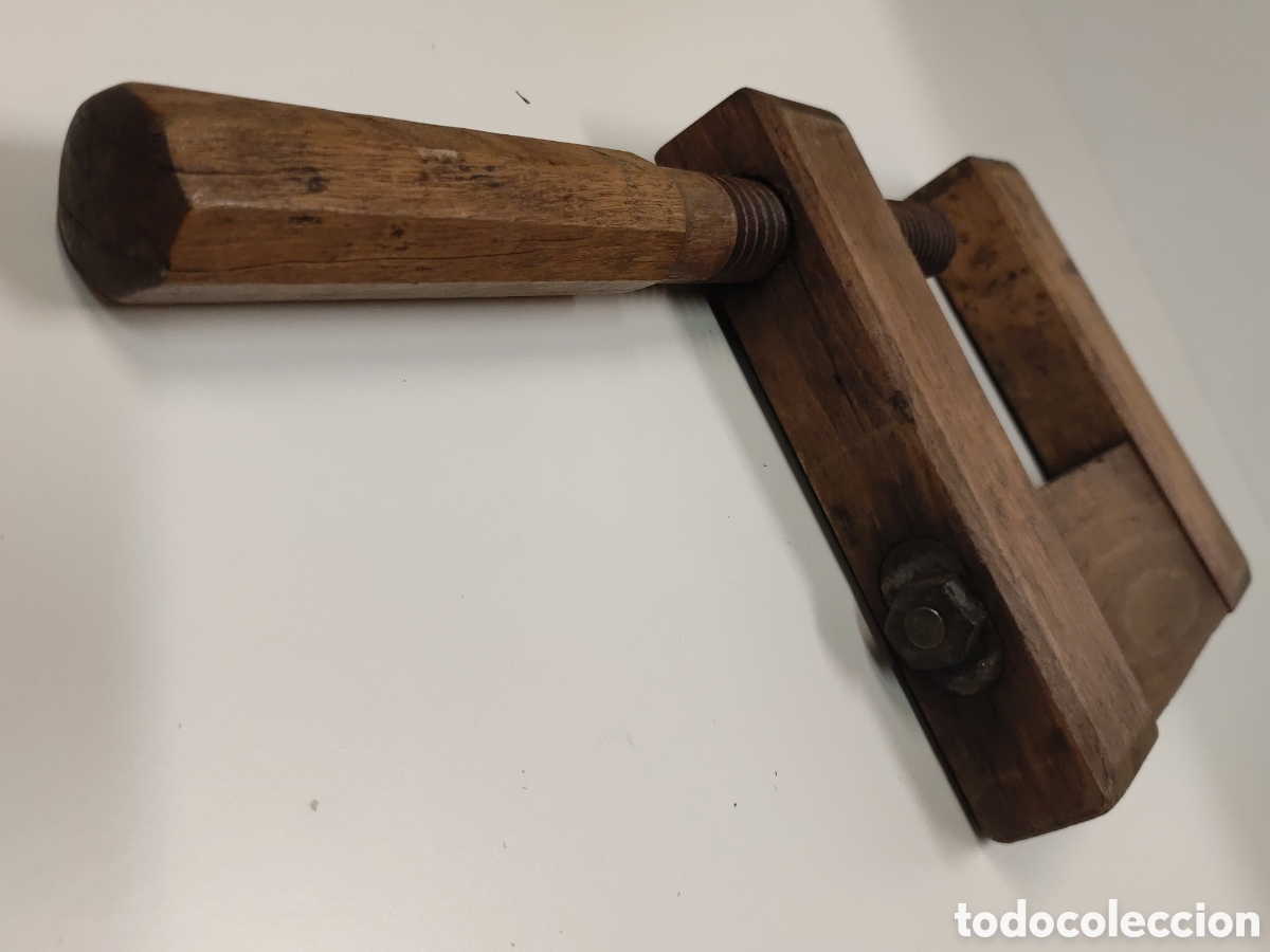 Antig&uuml;edades: Antiguo Sargento prensa Gato Madera - Foto 4
