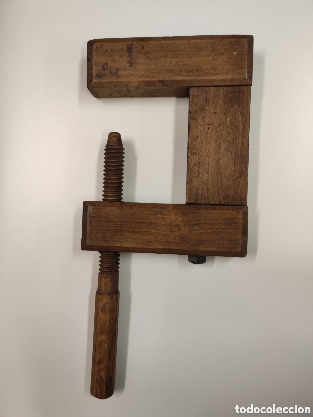 Antig&uuml;edades: Antiguo Sargento prensa Gato Madera - Foto 1