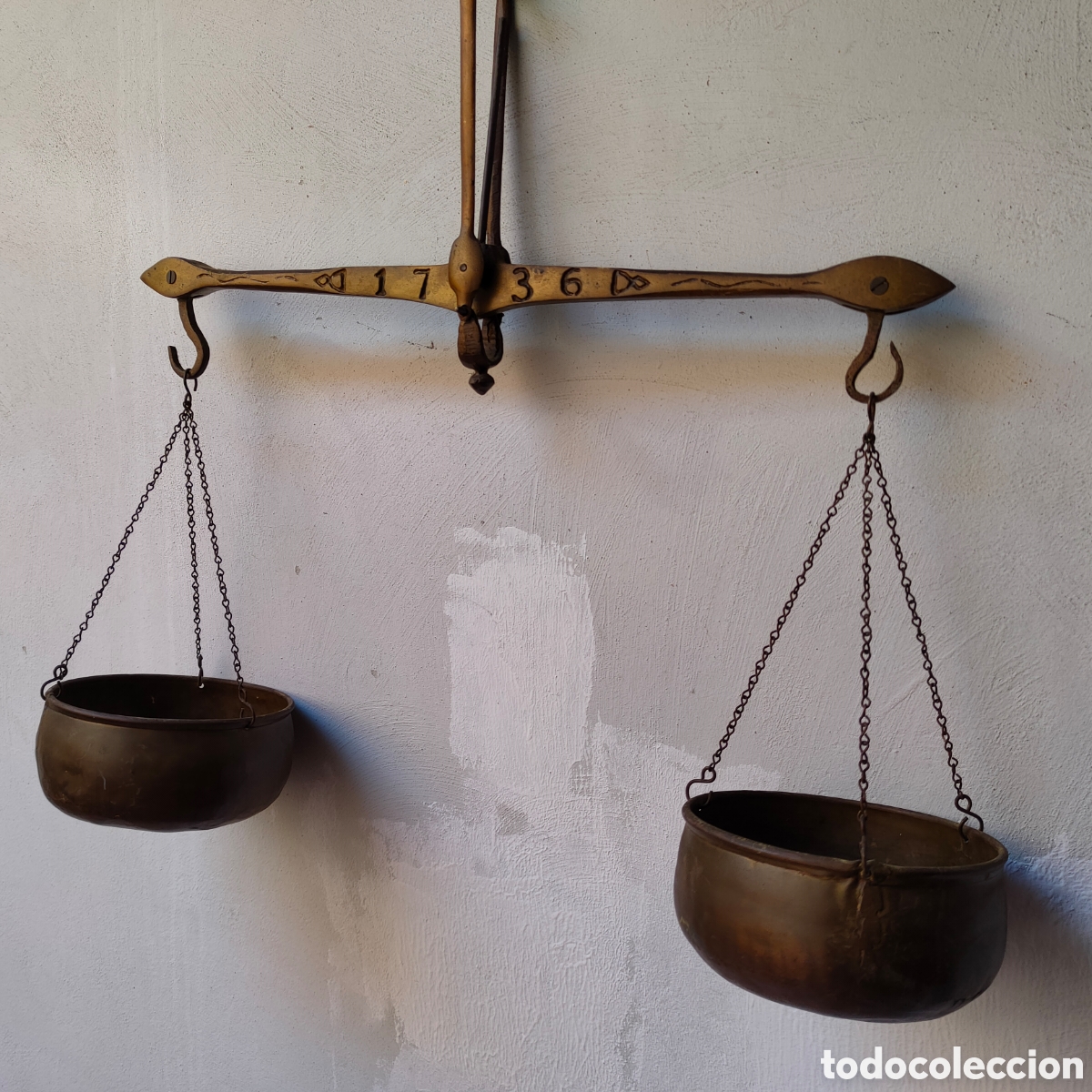 Antig&uuml;edades: BALANZA BASCULA ARABE DE BRONCE Y LATON.1736 - Foto 2