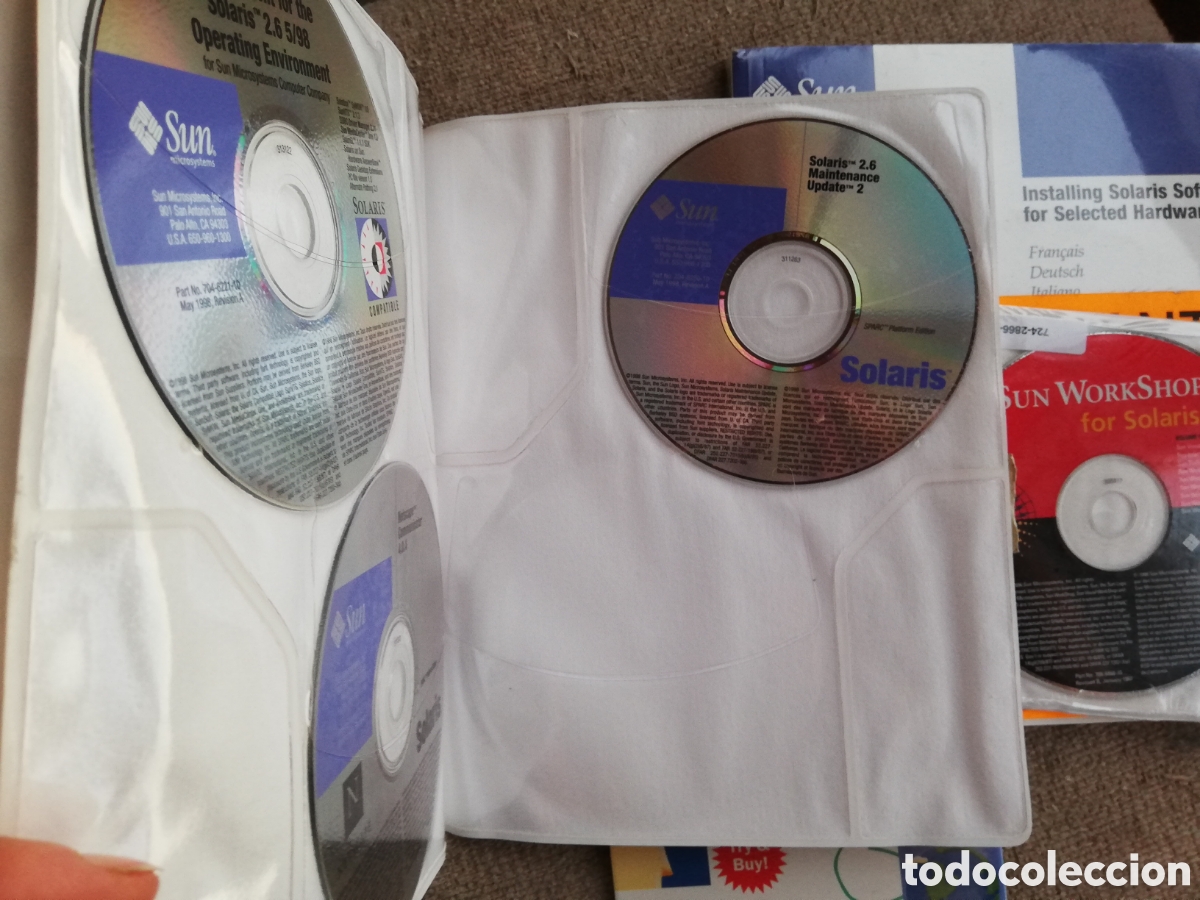 Antig&uuml;edades: Solaris 2.6 Hardware: 5/98 Desktop. Sun Microsystems 1998. Carpeta con 5 cds + libro + Workshop - Foto 3