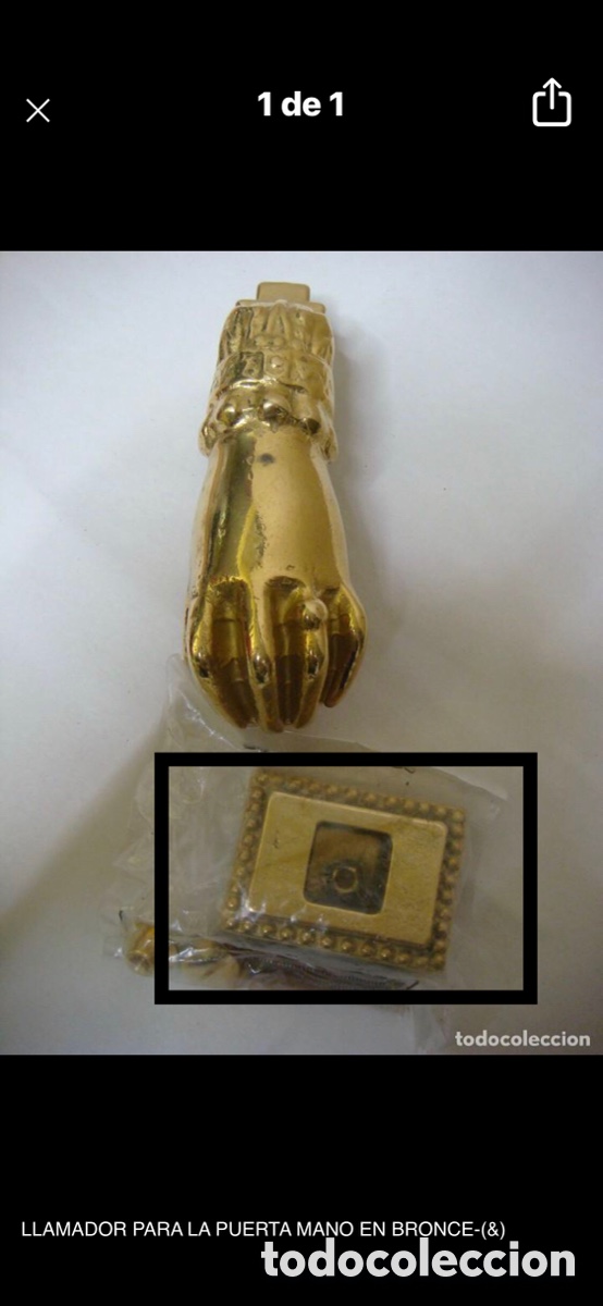 Antig&uuml;edades: LLAMADOR PARA LA PUERTA MANO EN BRONCE-(&) - Foto 2