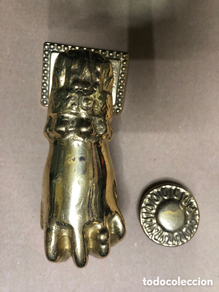 Antig&uuml;edades: LLAMADOR PARA LA PUERTA MANO EN BRONCE-(&) - Foto 4