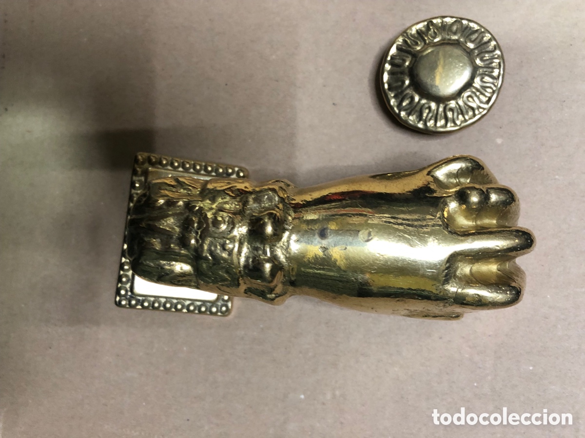 Antig&uuml;edades: LLAMADOR PARA LA PUERTA MANO EN BRONCE-(&) - Foto 5