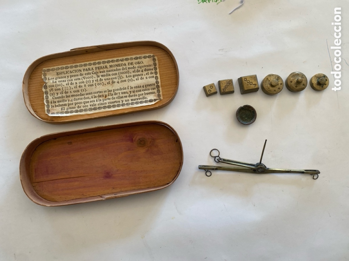 Antig&uuml;edades: BALANZA ANTIGUA DE MONEDAS DE ORO - Foto 1