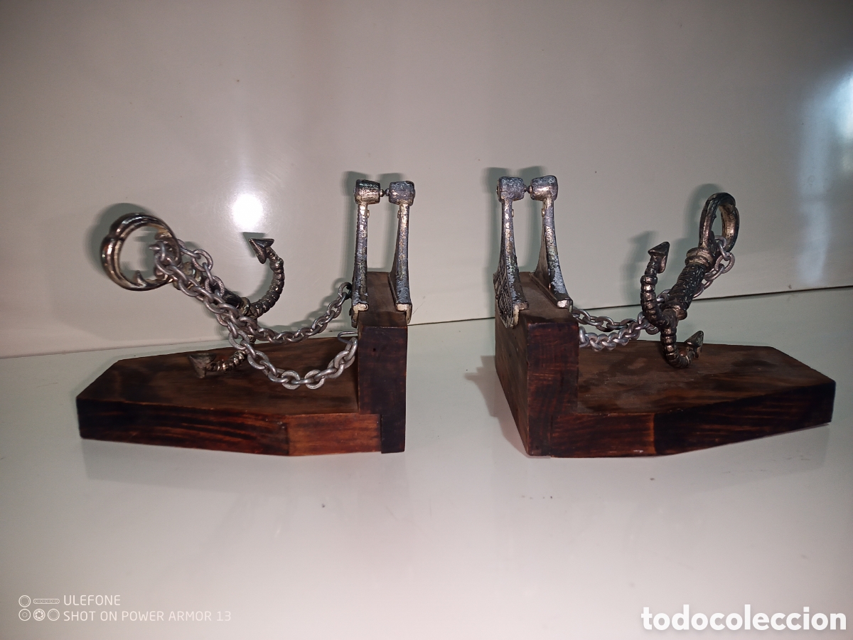 Antig&uuml;edades: Sujetalibros n&aacute;utico Anclas - Foto 2