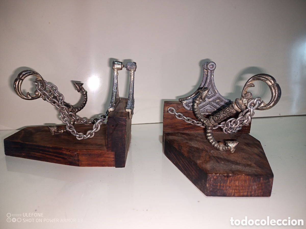 Antig&uuml;edades: Sujetalibros n&aacute;utico Anclas - Foto 1
