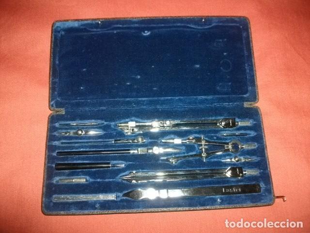 Antig&uuml;edades: CAJA DE COMP&Aacute;S COMPASES LASTER PRECISI&Oacute;N 13 PIEZAS MODELO 312 - Foto 1