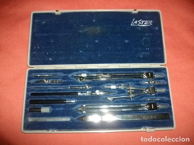 Antig&uuml;edades: CAJA DE COMP&Aacute;S COMPASES LASTER 13 PIEZAS - Foto 1