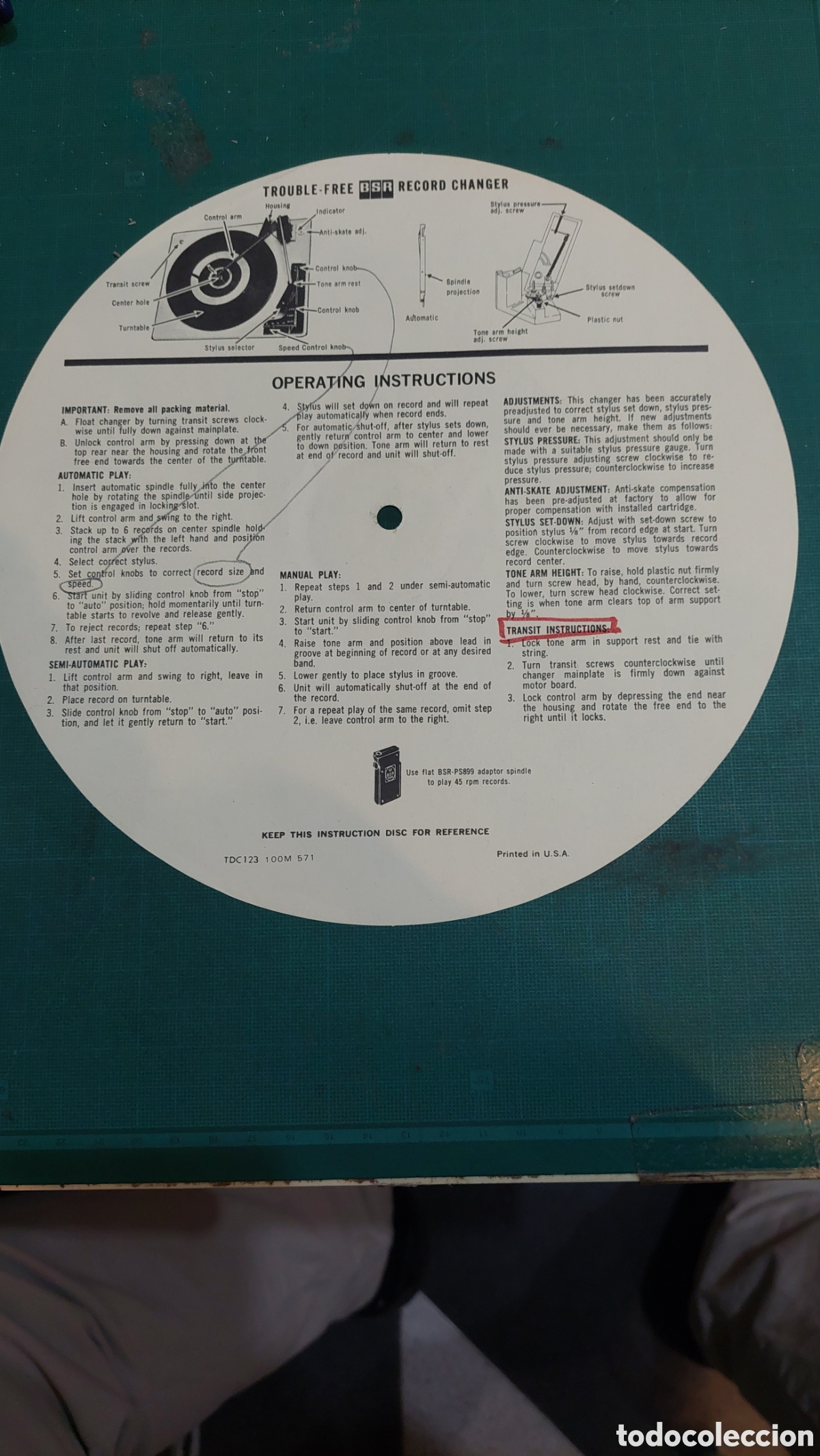 Antig&uuml;edades: Trouble Freeman BSA r&eacute;cord chances instrucciones tocadiscos usa - Foto 1