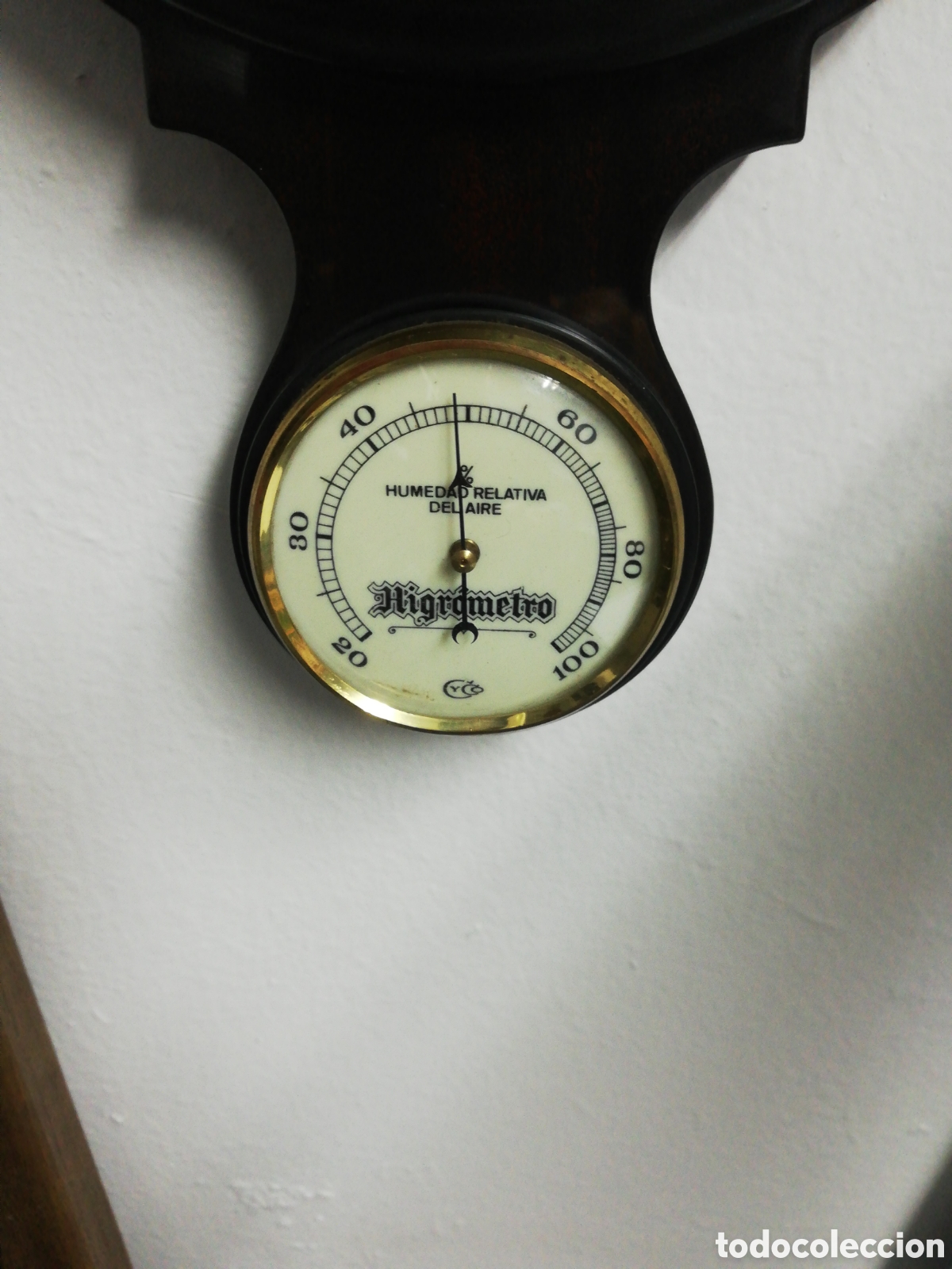 Antig&uuml;edades: Bar&oacute;metro con Term&oacute;metro, Higr&oacute;metro y Reloj de Pared. - Foto 4