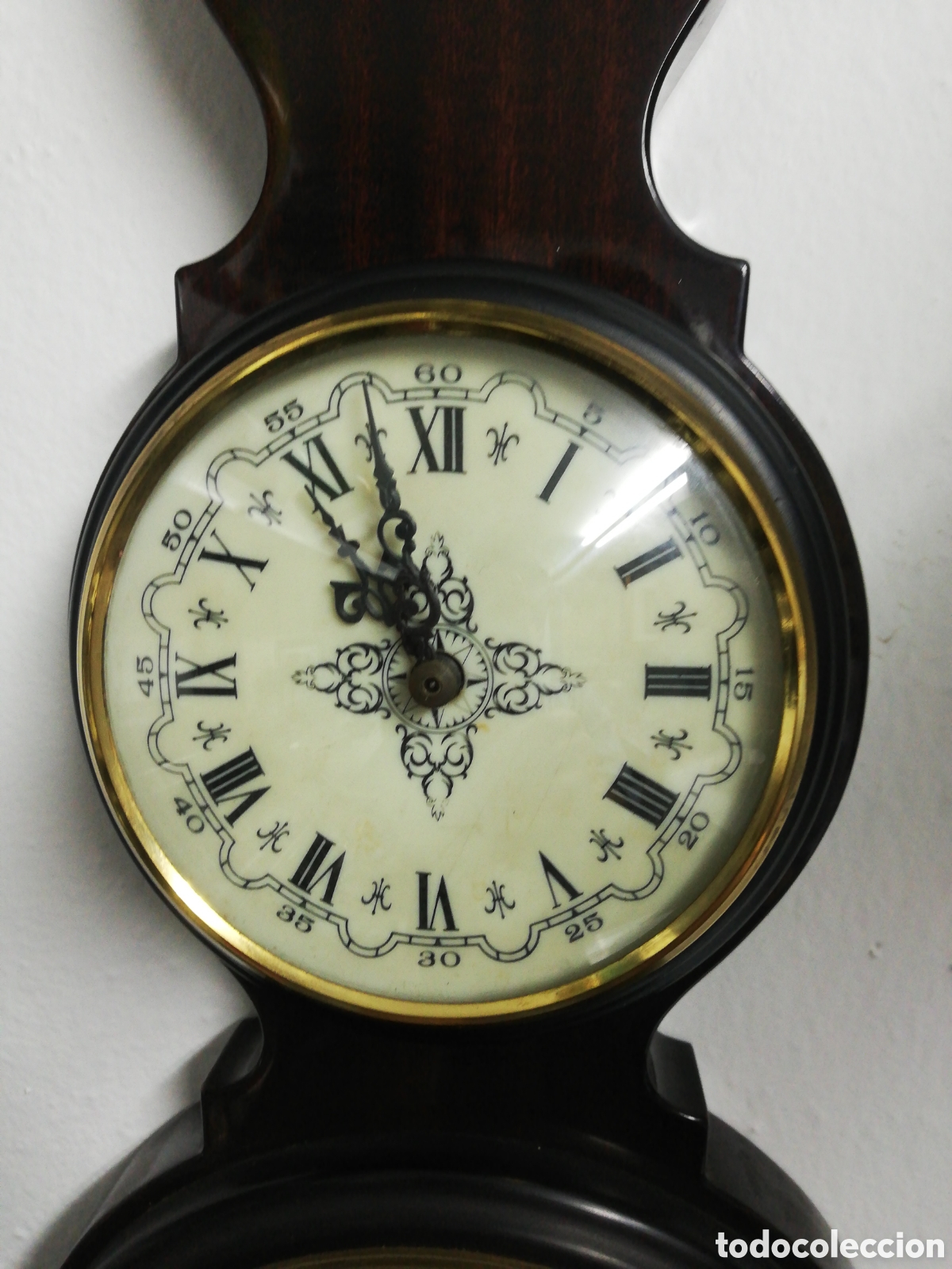 Antig&uuml;edades: Bar&oacute;metro con Term&oacute;metro, Higr&oacute;metro y Reloj de Pared. - Foto 2