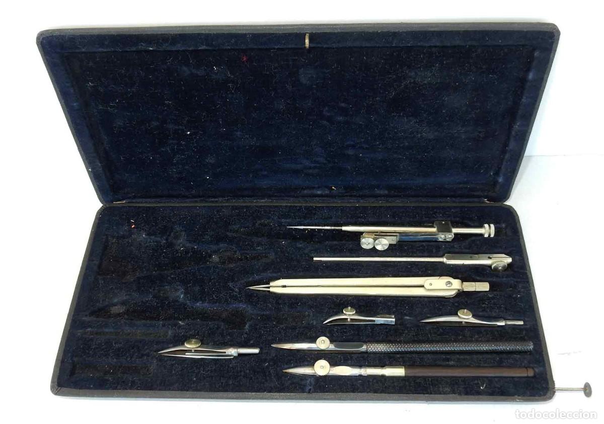 Antig&uuml;edades: JUEGO DE COMPAS antiguo, con estuche - Foto 1