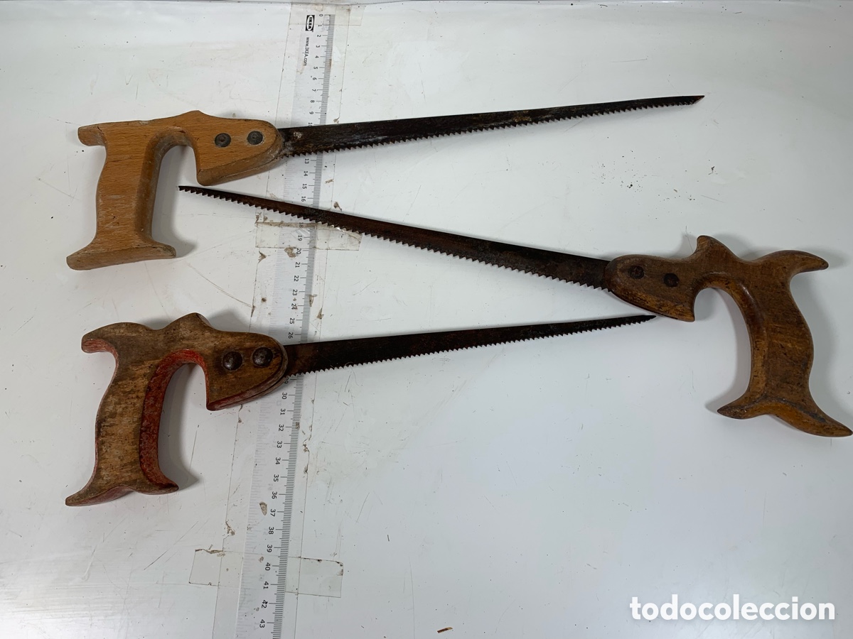 Antig&uuml;edades: 01_ Lote serruchos carpintero - Foto 2
