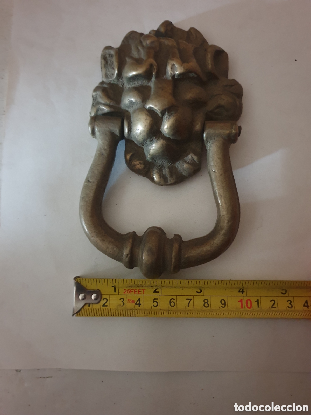 Antig&uuml;edades: ALDABA S. XX BRONCE CABEZA DE LEON - Foto 4